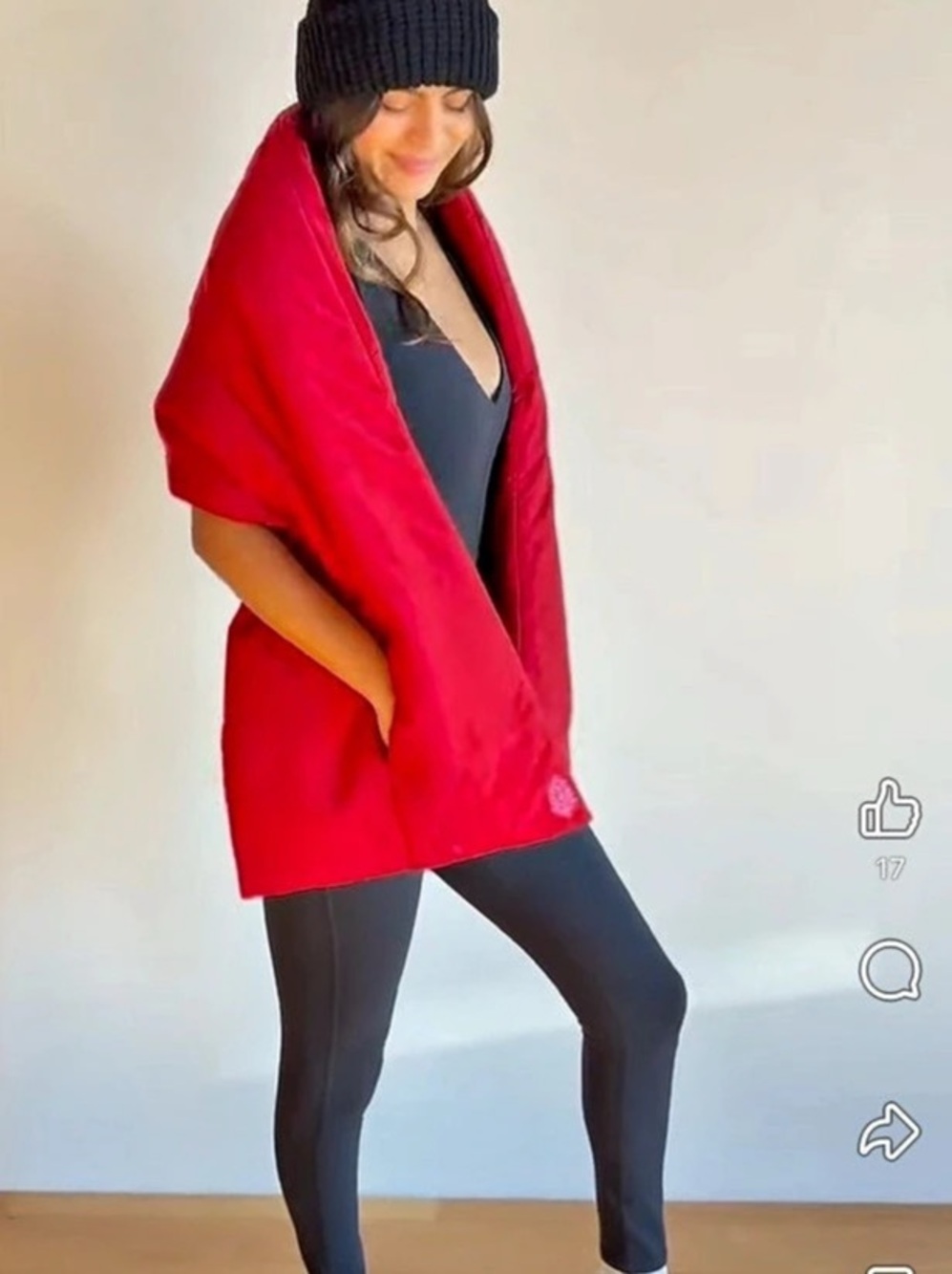 Free People Petra Puffer Pocket Scarf Red Puffer Pocket Scarf NWT